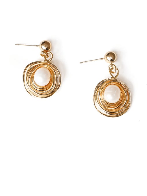 Pendants Brass Imitation Pearl Geometric Vintage Drop Earring
