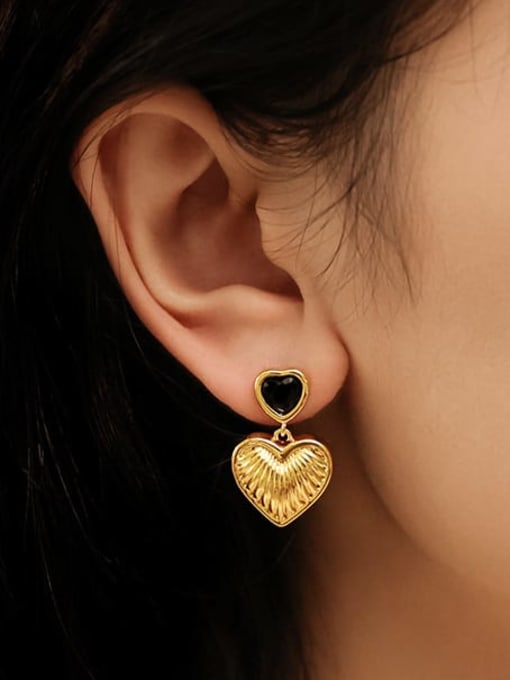 Five Color Brass Heart Vintage Drop Earring 2