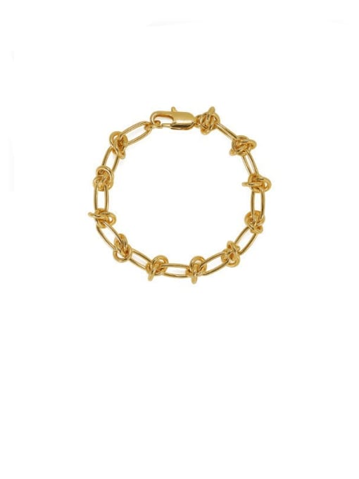 golden Brass Geometric Hip Hop Hollow Chain Link Bracelet
