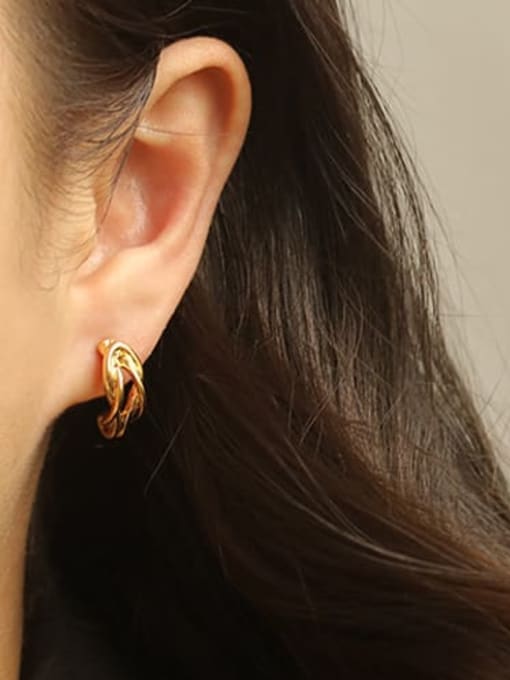 ACCA Brass Hollow  Irregular Vintage Stud Earring 1