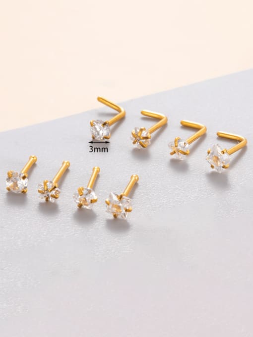 HISON Stainless steel Cubic Zirconia Pentagram Heart Minimalist Nose Studs