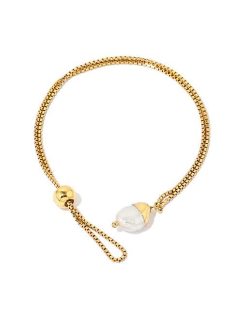 ACCA Brass Imitation Pearl Geometric Vintage Strand Bracelet