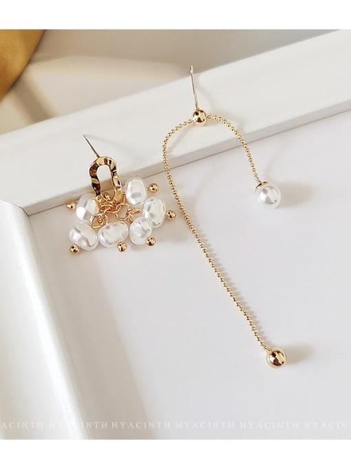 14K gold Copper Imitation Pearl Tassel Cute Drop Trend Korean Fashion Earring