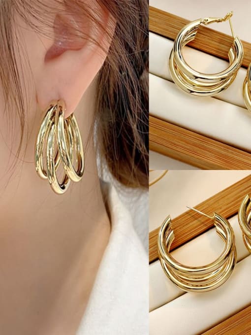 HYACINTH Copper Geometric Minimalist Hoop Trend Korean Fashion Earring 1