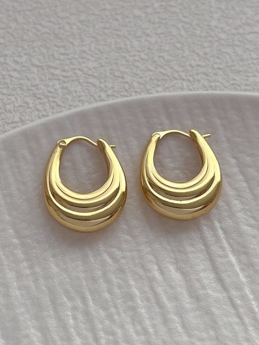 Large gold ear buckle Brass Geometric Minimalist Huggie Earring