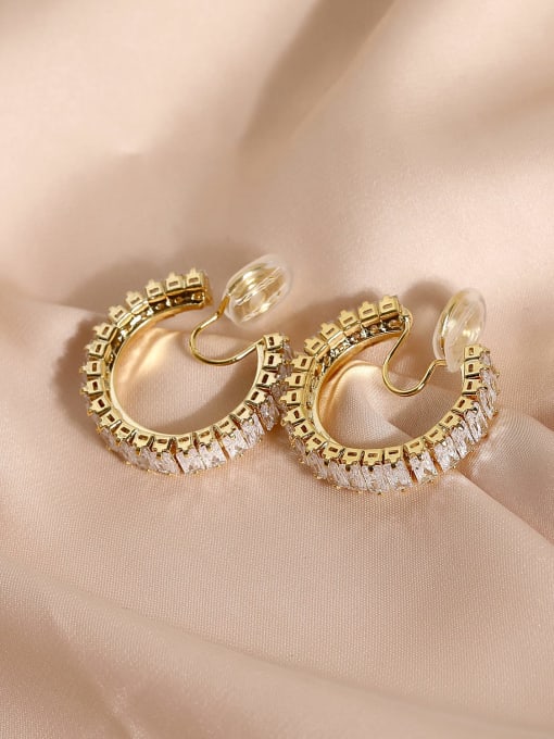 14k gold Brass Cubic Zirconia Geometric Vintage Clip Earring