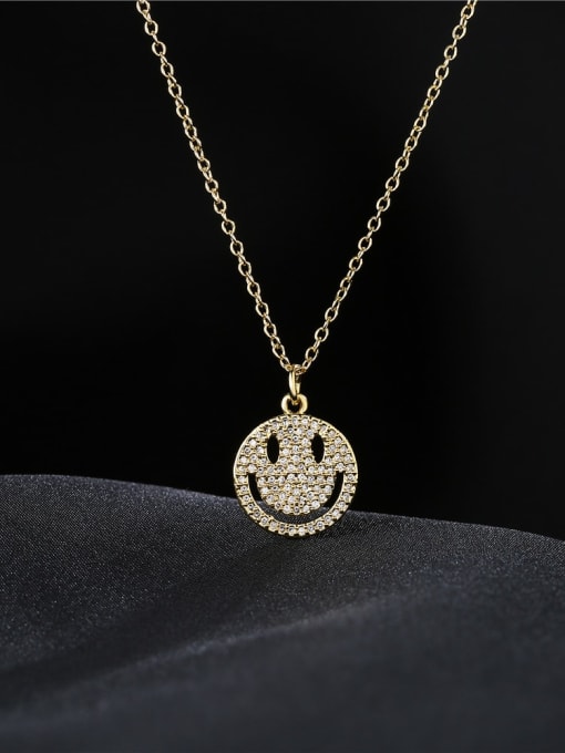 AOG Brass Cubic Zirconia Smiley Vintage Necklace 2