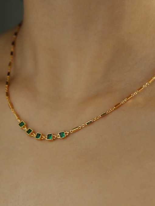 Five Color Brass Cubic Zirconia Geometric Minimalist Necklace 1