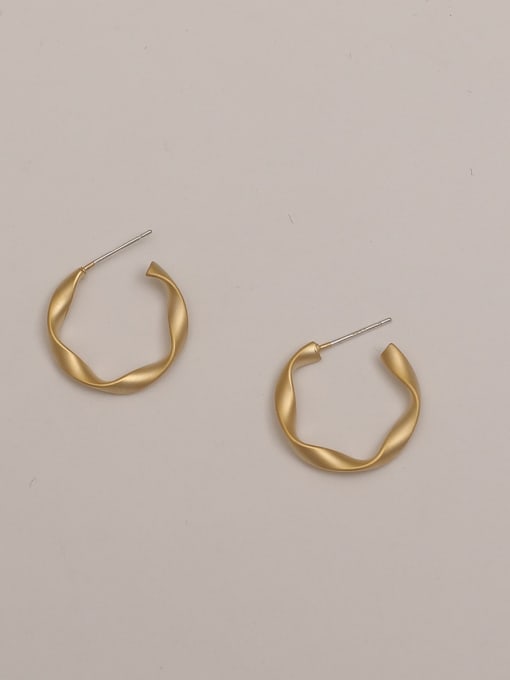 matte gold Brass Smooth Geometric Minimalist Stud Trend Korean Fashion Earring