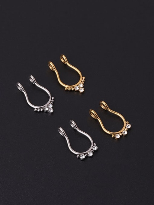 HISON Stainless steel Cubic Zirconia Geometric Hip Hop Nose Rings(Single Only One) 1