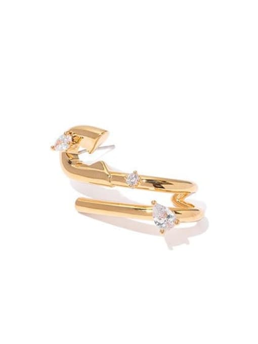 Gold(Single -Only One) Brass Cubic Zirconia Irregular Hip Hop Single Earring(Single -Only One)