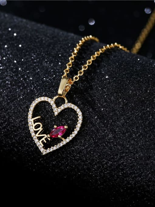 AOG Brass Cubic Zirconia Letter Minimalist Heart Pendant Necklace 0