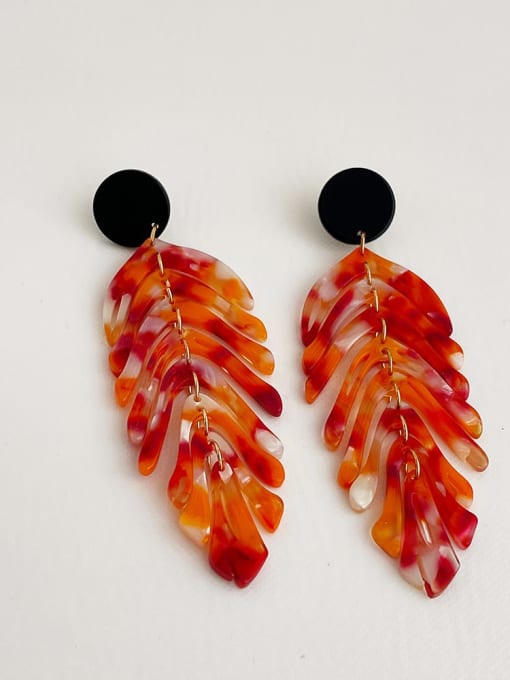 Orange leaf shaped earrings Zinc Alloy Cellulose Acetate Leaf Trend Drop Earring