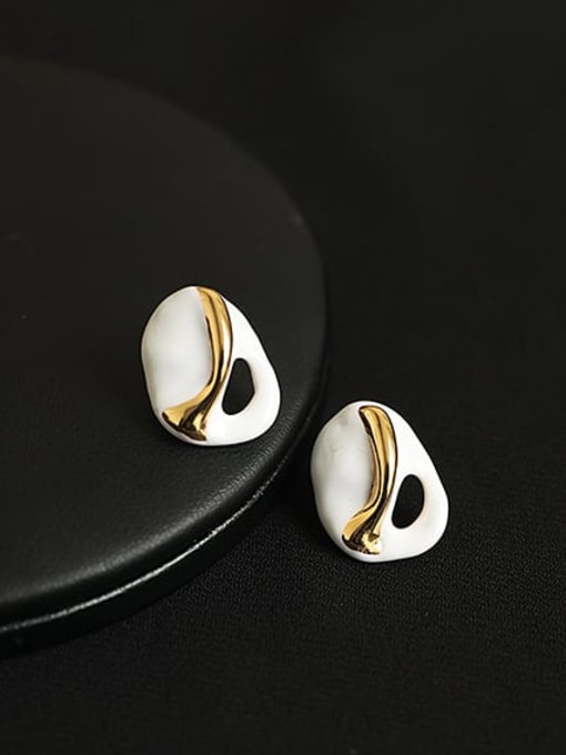 ACCA Brass Enamel Geometric Vintage Stud Earring 2