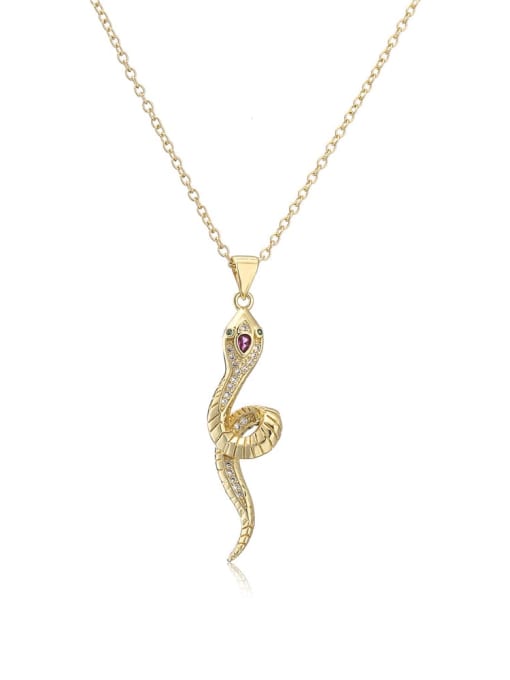 AOG Brass Rhinestone Snake Vintage Necklace 0