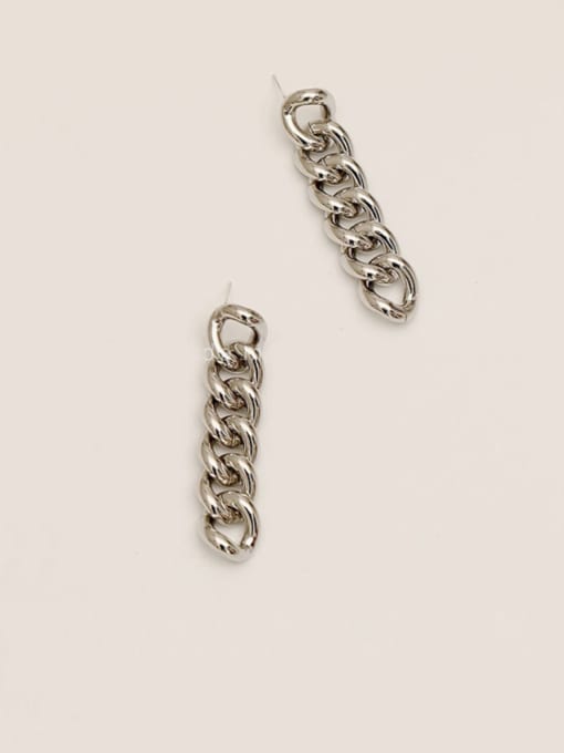 HYACINTH Brass Hollow Geometric  Chain Minimalist Drop Trend Korean Fashion Earring 1