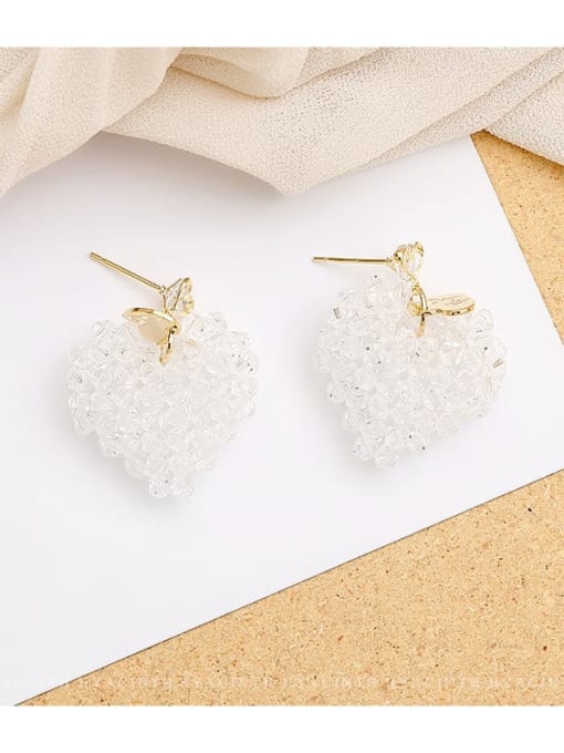 14K gold Copper Crystal Heart Dainty Drop Trend Korean Fashion Earring