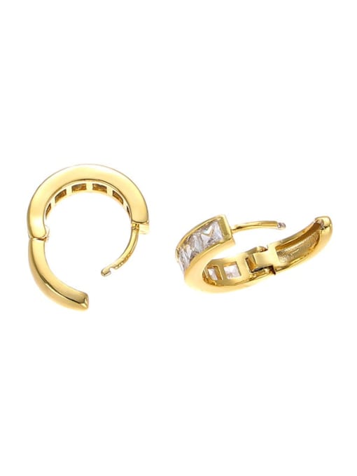 Five Color Brass Cubic Zirconia Geometric Minimalist Huggie Earring 2