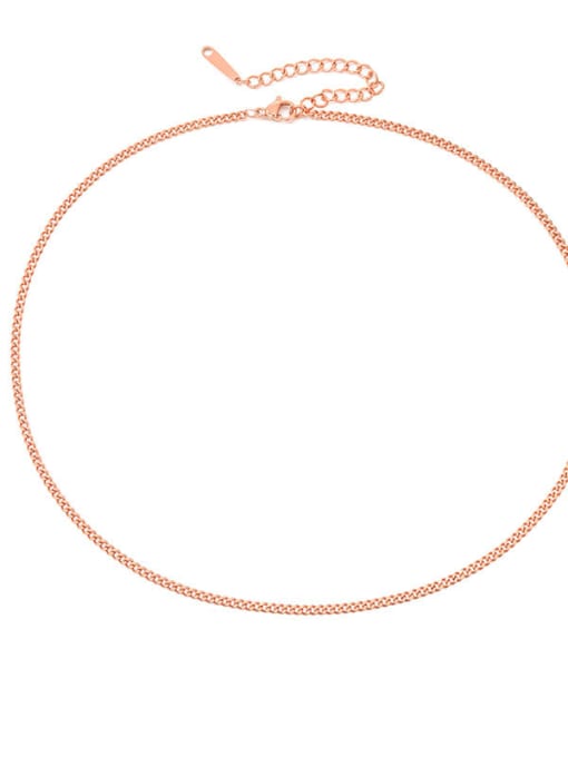 Rose Gold 2mm 38 +5cm Stainless steel Geometric Vintage Hollow  Geometric  Chain Necklace