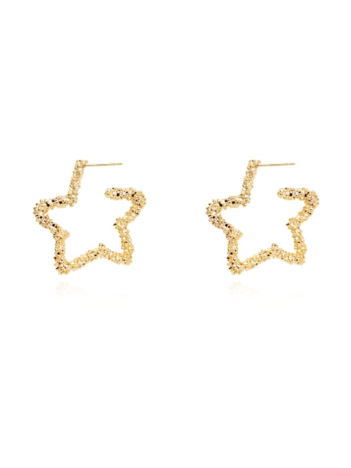 HYACINTH Copper Fashionable and irregular Pentagram  hollow Trend Korean Fashion Earrings 0