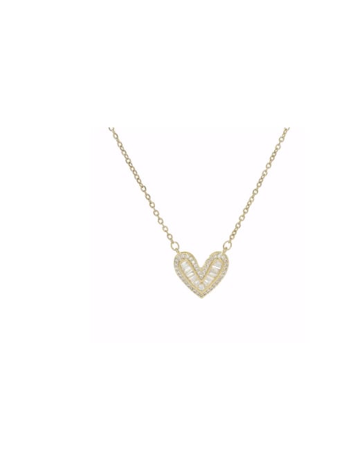 YOUH Brass Cubic Zirconia Heart Dainty Necklace 0