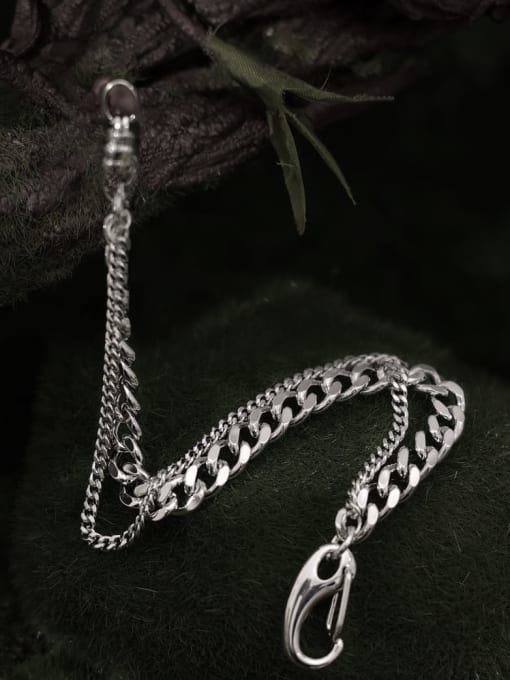 TINGS Brass Geometric Hip Hop Link Double Layer Chain Bracelet 3
