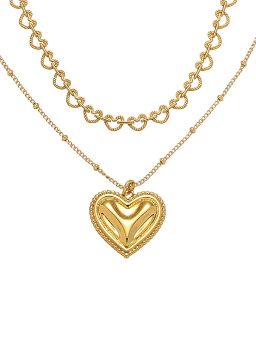 ACCA Brass Hollow Heart Vintage Necklace 0