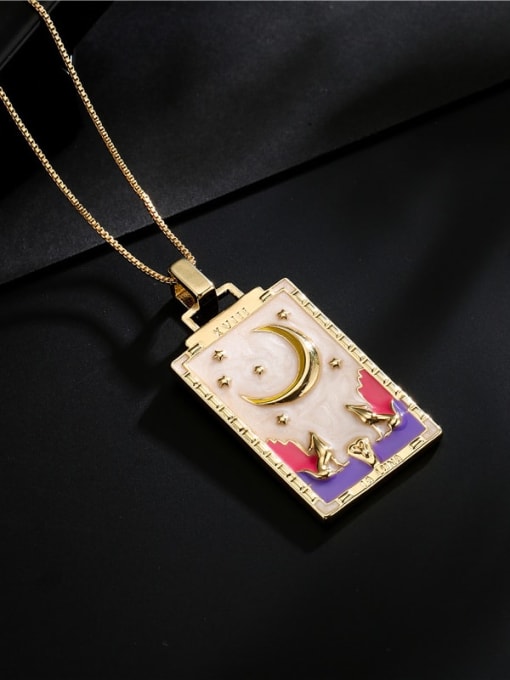 AOG Brass Enamel  Vintage Rectangle Pendant Necklace 1