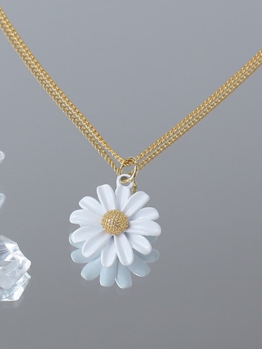Five Color Brass Enamel Flower Minimalist Necklace 0
