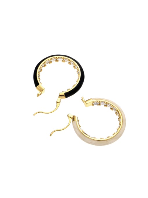 Five Color Brass Enamel Geometric Minimalist Hoop Earring 3