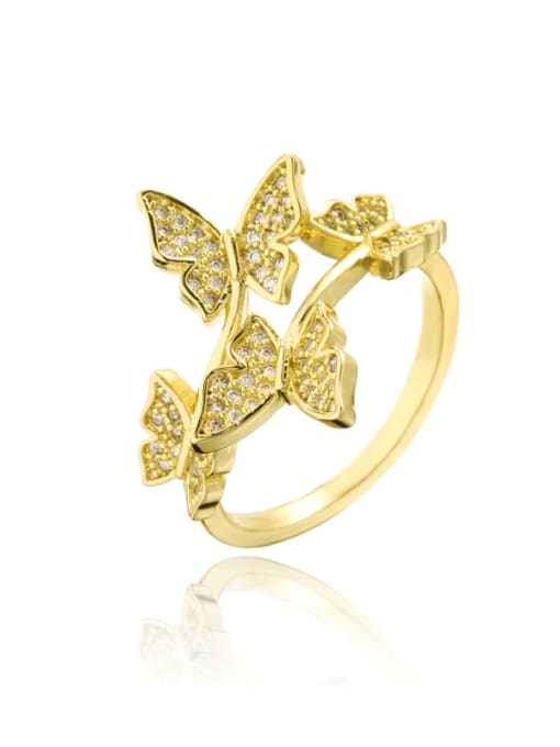 11232 Brass Cubic Zirconia Butterfly Minimalist Band Ring