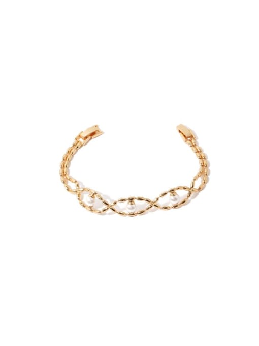 Gold Bracelet Brass Imitation Pearl Geometric Vintage Necklace