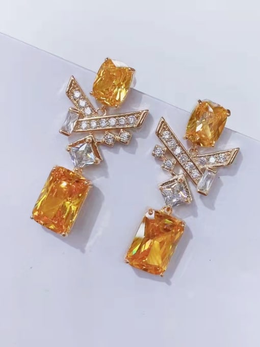 OUOU Brass Cubic Zirconia Geometric Luxury Cluster Earring 3