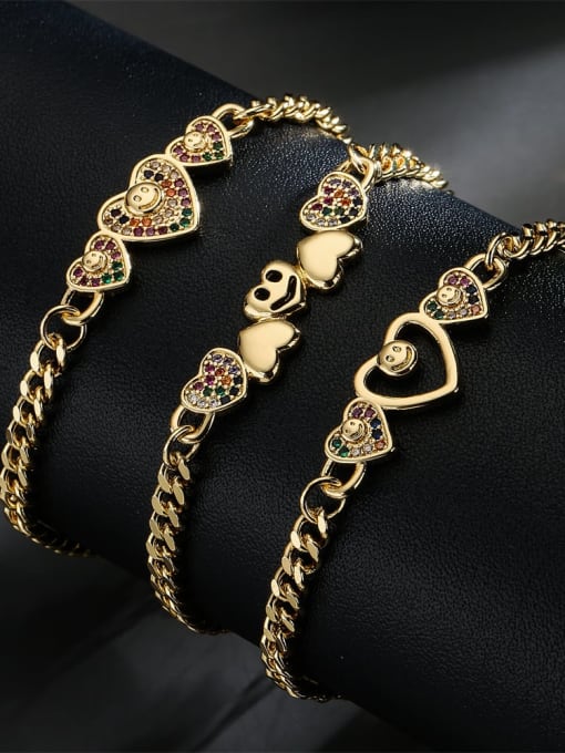 AOG Brass Cubic Zirconia Heart Vintage Link Bracelet 1