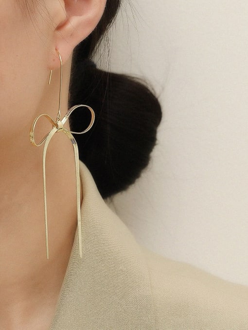 HYACINTH Brass Butterfly Tassel Minimalist Threader Trend Korean Fashion Earring 1