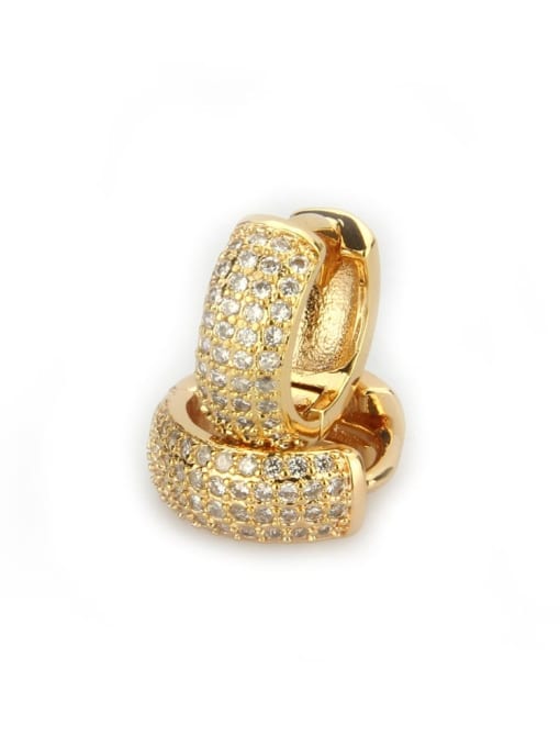 Gold plated white zirconium Brass Cubic Zirconia Round Minimalist Hoop Earring