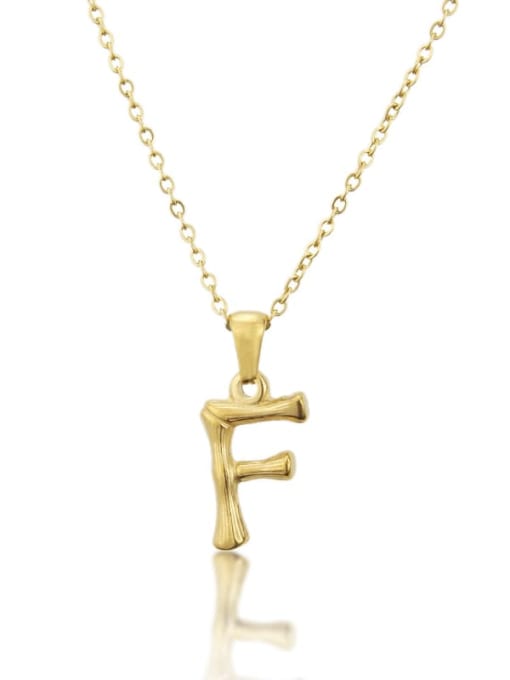 F Titanium Rhinestone minimalist letter Pendant Necklace