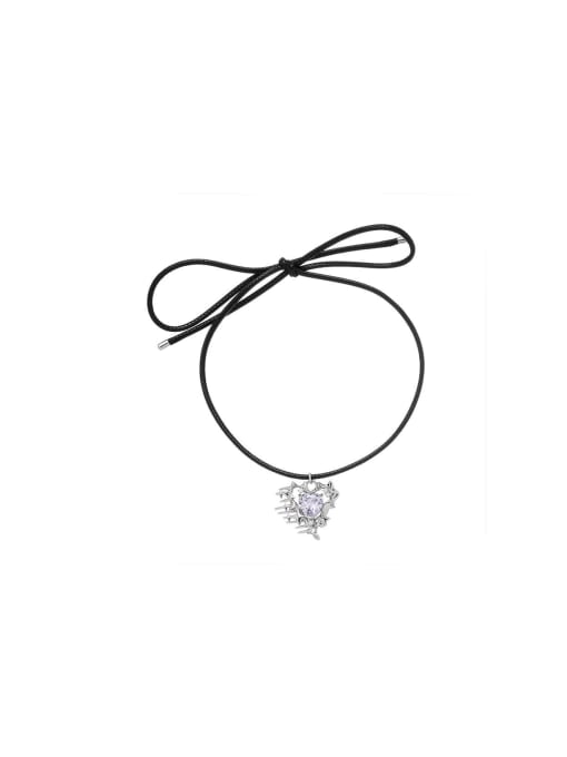 TINGS Brass Cubic Zirconia Heart Dainty Necklace 0