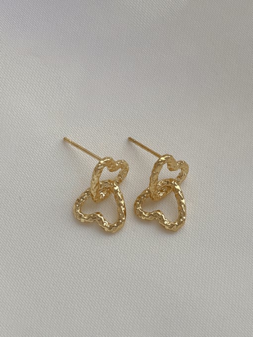 Q64 Gold Brass Heart Minimalist Drop Earring