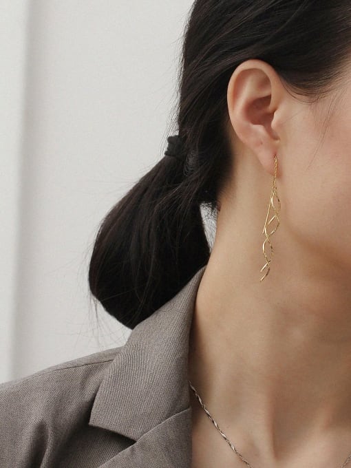 HYACINTH Copper  Minimalist Long Ear Line Threader Trend Korean Fashion Earring 1