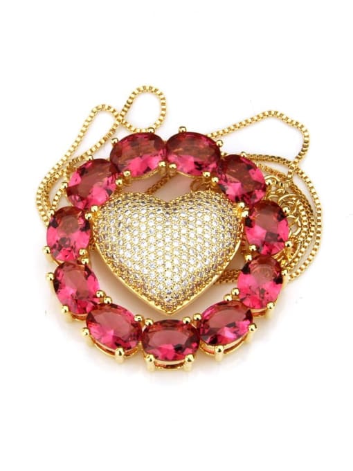 renchi Brass Cubic Zirconia Heart Luxury Necklace 2