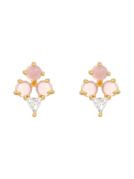 Pink Ice Cream Brass Cubic Zirconia Multi Color Bowknot Cute Stud Earring