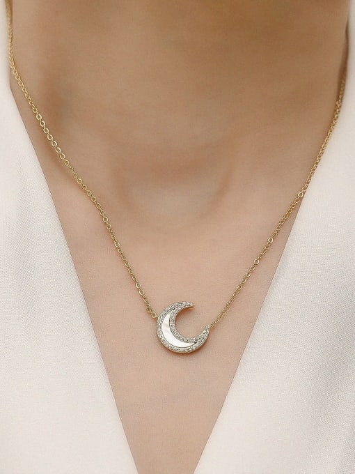 HYACINTH Brass Shell Moon Minimalist Trend Korean Fashion Necklace 3