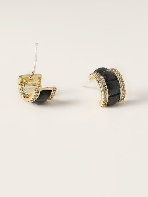 HYACINTH Brass Cubic Zirconia Geometric Vintage Stud Trend Korean Fashion Earring 3