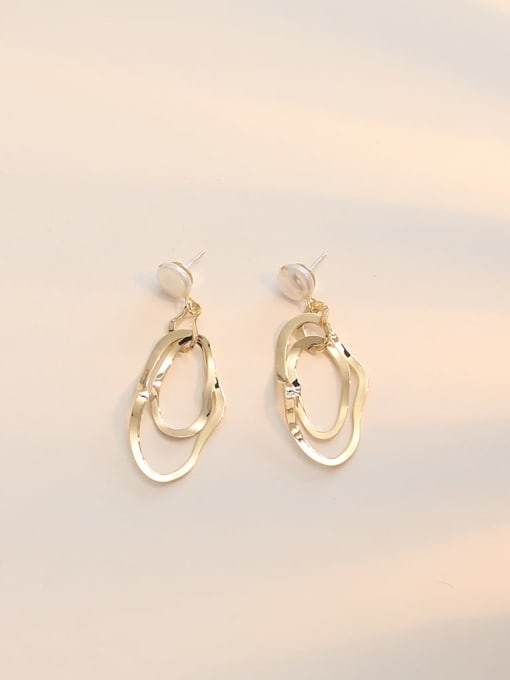 14K  gold Copper  Hollow Geometric Minimalist Drop Trend Korean Fashion Earring