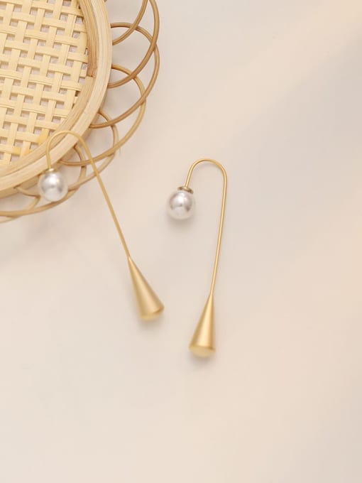 matte gold Copper Cone Minimalist Hook Trend Korean Fashion Earring