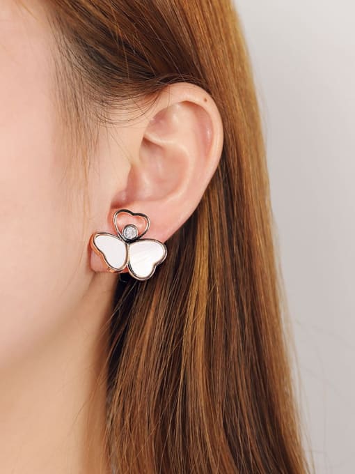 OUOU Brass Shell Flower Minimalist Stud Earring 1