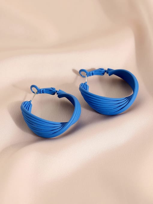 navy blue Brass Enamel Geometric Minimalist Hoop Earring