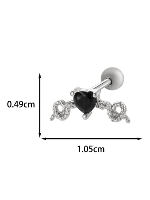 7 #Platinum --Single Brass Cubic Zirconia Heart Chain Tassel Minimalist Single Earring
