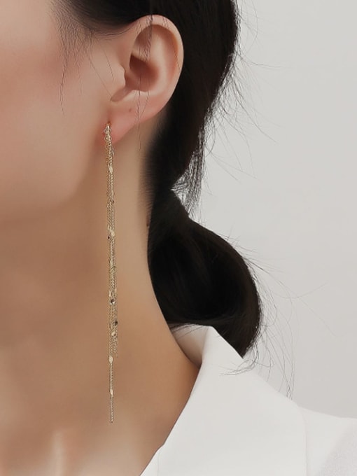 HYACINTH Copper Tassel Dainty Threader Trend Korean Fashion Earring 1